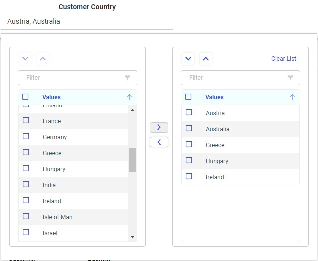 Doublelist Interface